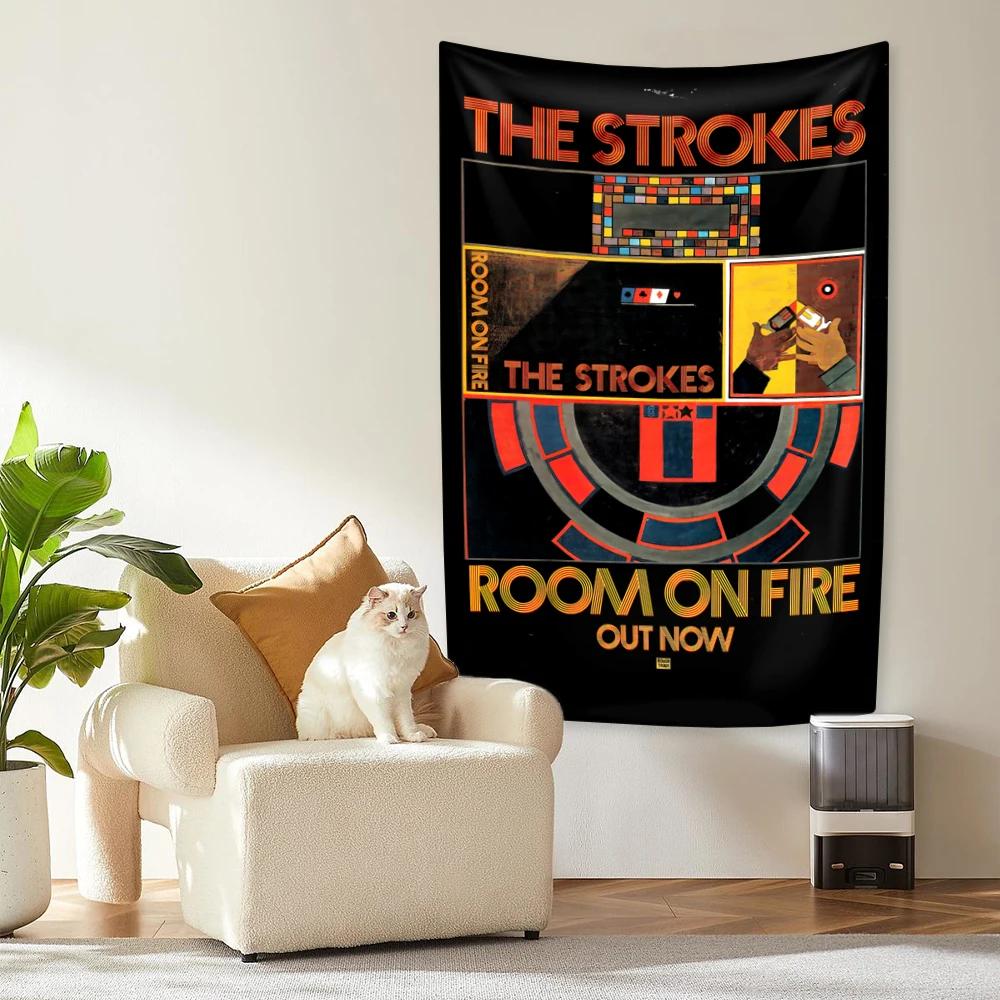 

American Rock Band Tapestry Music Album Cover Strokes Bedroom Decor Large Fabric Wall Hanging Background Cloth Party Backdrop 74x94cm(29x37in)