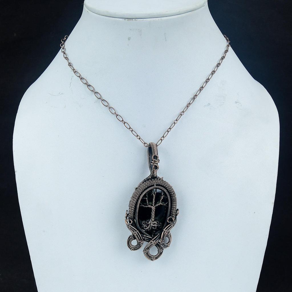 Black Onyx Jewelry,999 Copper Wire Wrapped Pendant Handmade Gemstone Jewelry, Gifts For Wife Brand New Pendant
