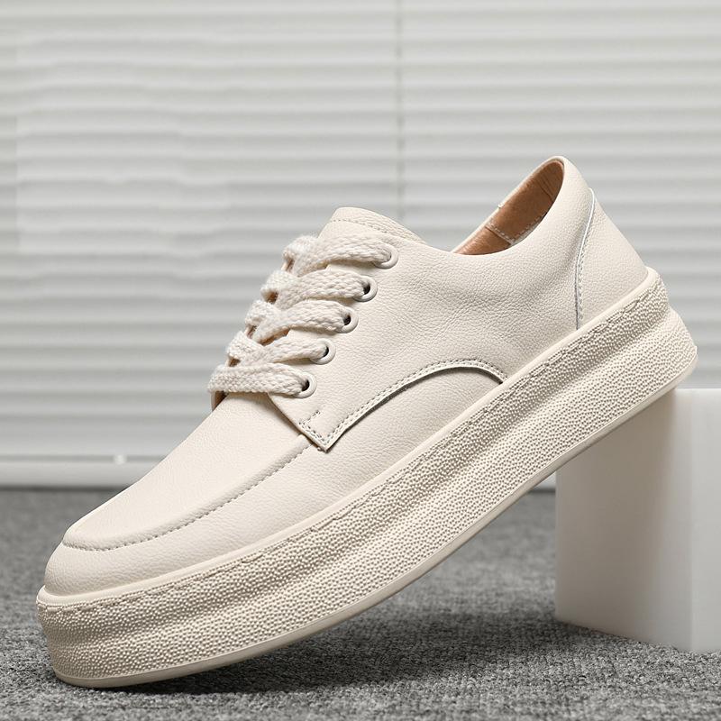 Fashion New Men's Comfort All Match Lace Up Thick-soled Height Increasing Causal Shoes Male Fashion Flats Moccasins Walking Sneakers