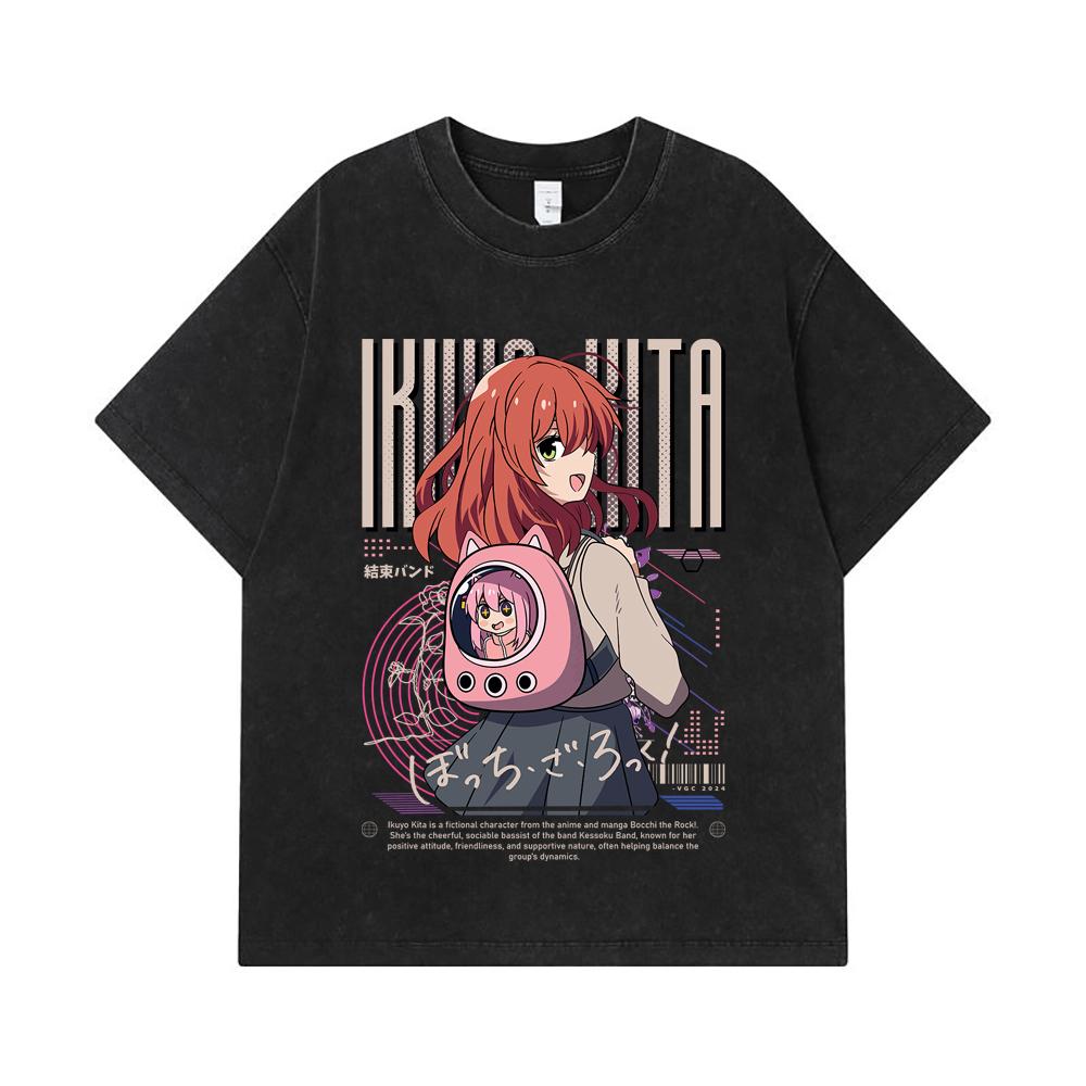 275 GSM Washed T-shirts 100% Cotton Bocchi The Rock V2 Kita Print Unisex Heavy Cotton T Shirt