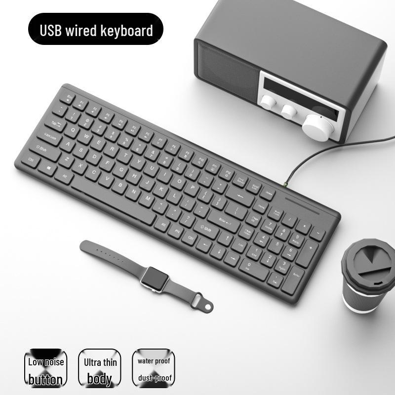 

Silent Wired Chocolate Keyboard and Mouse Set for Laptop and Desktop Computers