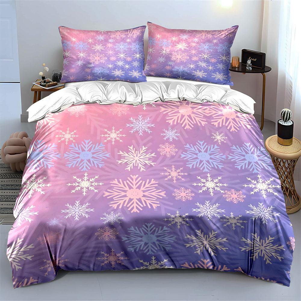 Snowflake Design Winter Decor Multiple Sizes Kid'S And Adults' Bedroom Exquisite 3Pc Bedding Set, Gift