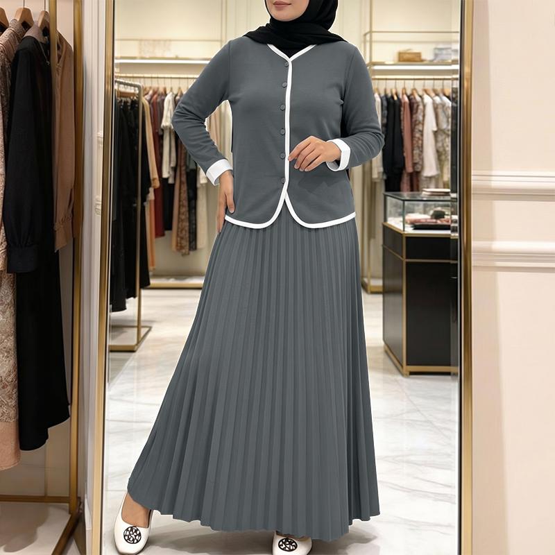 ZANZEA Women Long Sleeve Blouse and Long Skirts Casual Two Piece Suit Sets