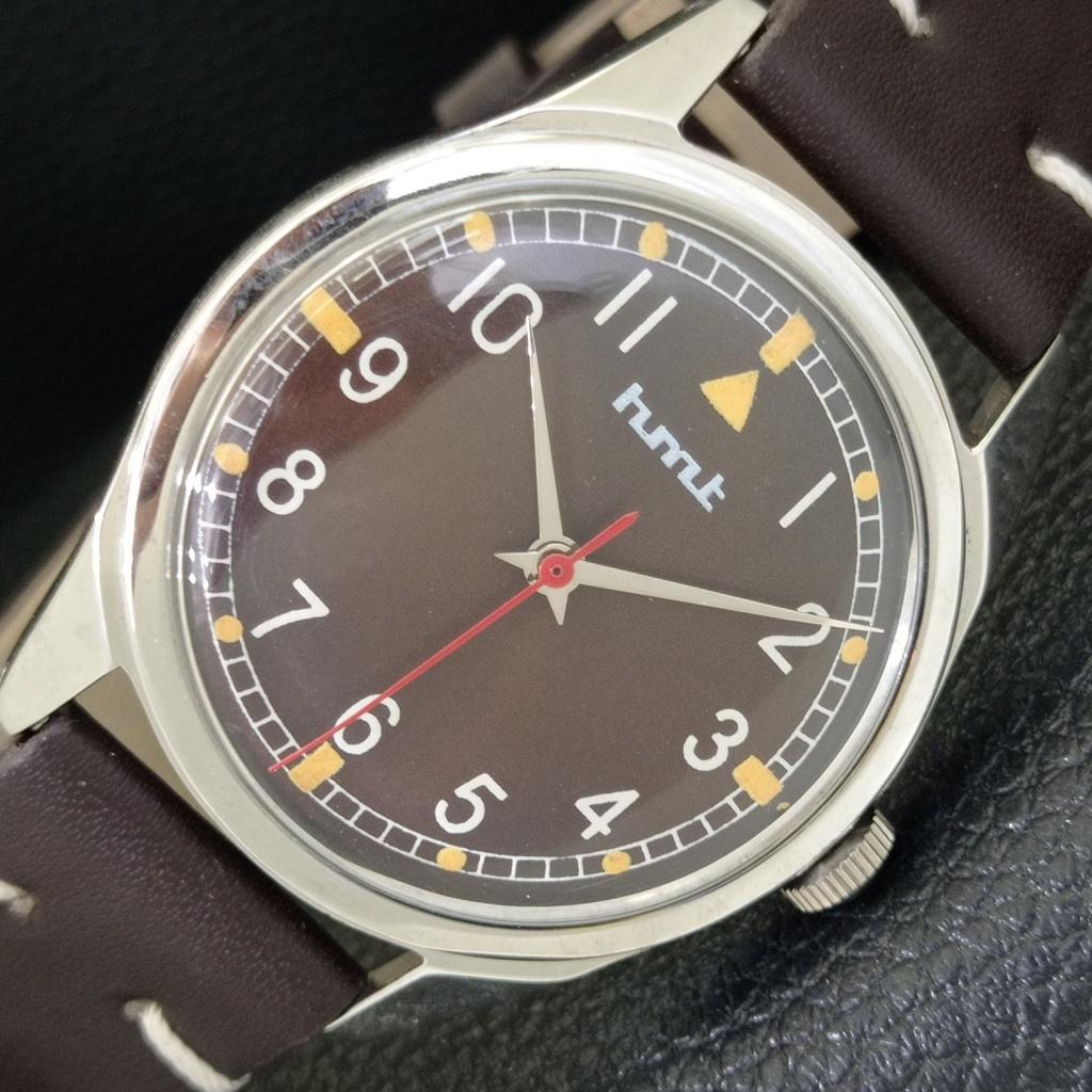 

VINTAGE HMT HAND-WINDING INDIAN MENS BROWN COLOR DIAL WATCH a702826-1 R211-a702826