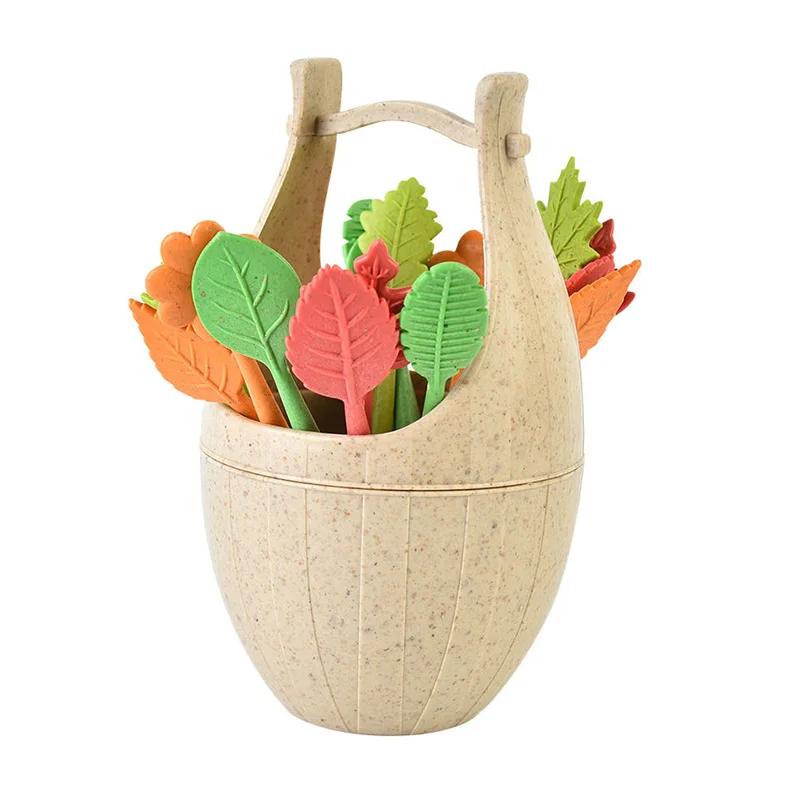 

Набор биоразлагаемых вилок для фруктов, 16 шт., из пшеничной соломы, в форме листьев, десертные вилки, для салата, овощей, для барбекю, вечеринки, коктейльные вилки, шпажки, декор стола бежевый