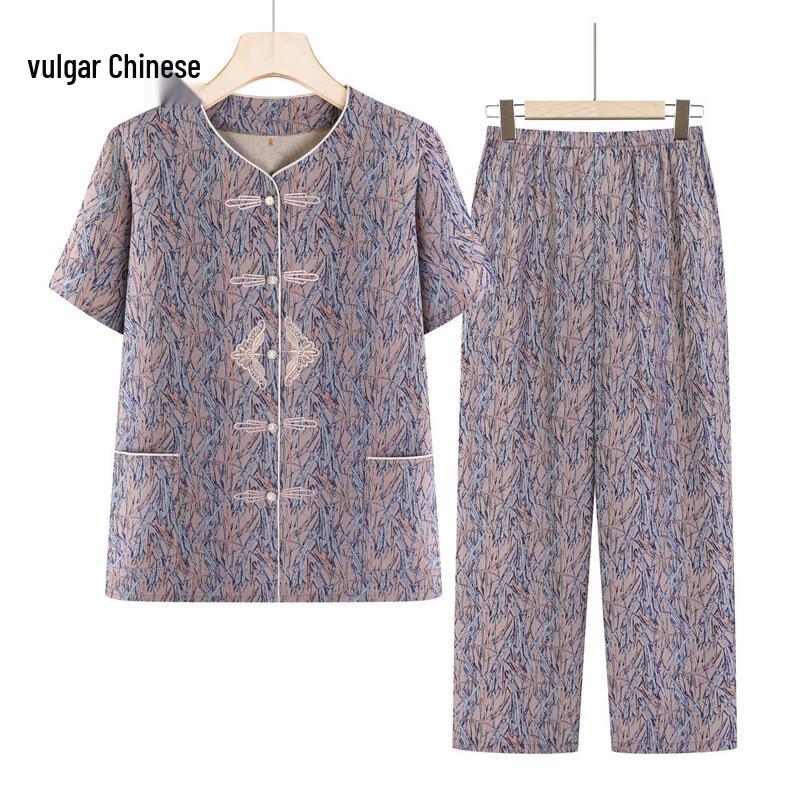 Elderly Women's Summer Blouse and Top Set
