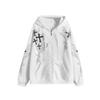 Womens Oversized Hooded Zip-Up Sweatshirt With Cross Print Casual Streetwear Loose Fit Long Sleeve
