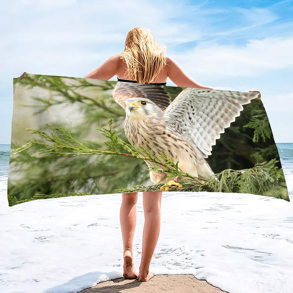 Bird Print Pattern Series Seaside Vacation Beach Towel Swimming Bath Towel Sports Towel