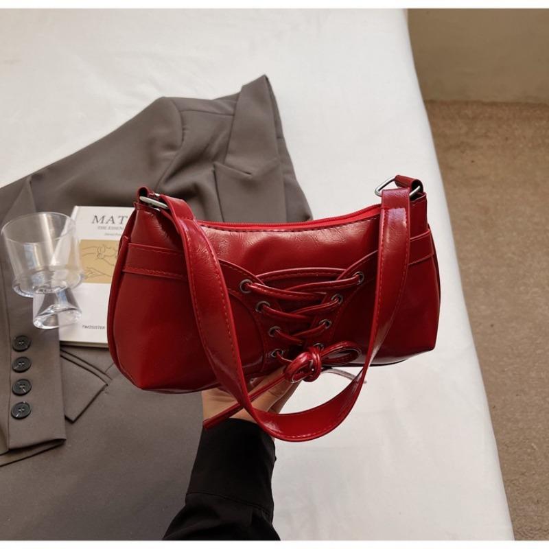 

Сумка-багет в балетном стиле с завязкой-бантом из веревки, легкая, французская, романтичная, женская сумка на одно плечо бордовый