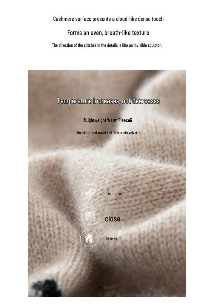 2025 Fall/Winter Striped Retro Women's Cashmere Sweater - Loose Round Neck Thick Cardigan with Long Sleeves