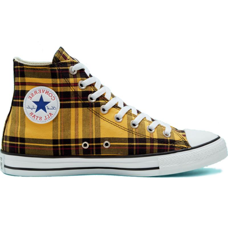 Converse Chuck Taylor All Star Kostkované Pohodlné Vysoké Espadrilky Unisex Černo-žlutá Kostka