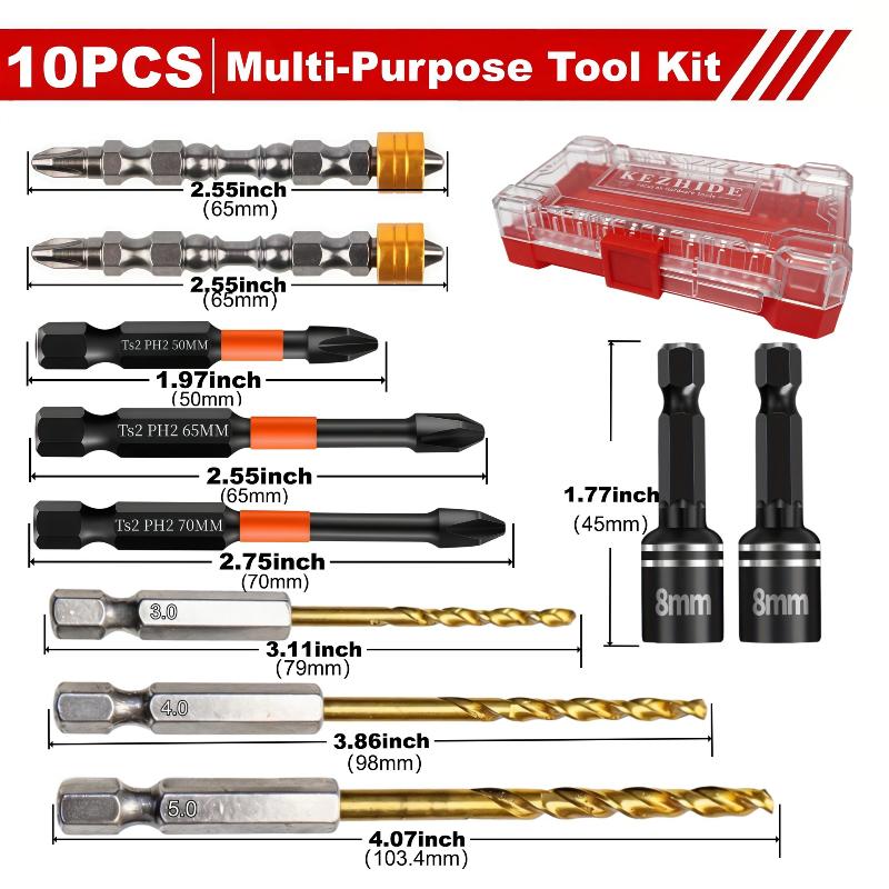 Titanium Coated Drill Bit And Socket Set With Portable Storage Box For Home Repair Diy Woodworking Projects