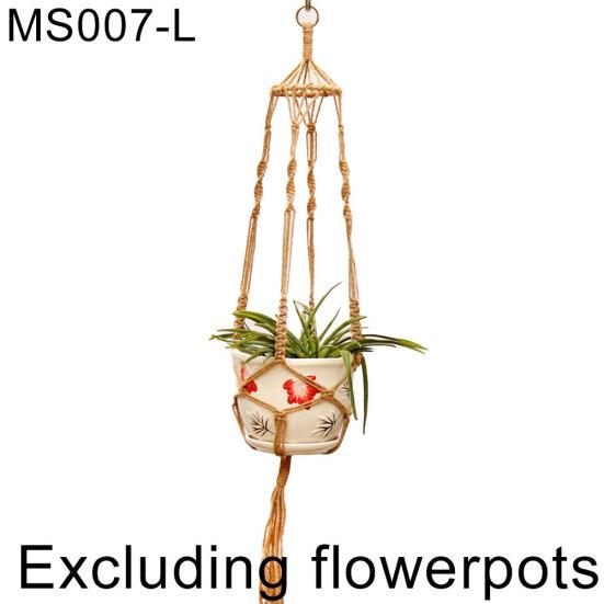 Linen Rope Plants Flowers Pot Hanging Basket Holder Net Garden Balcony Decor
