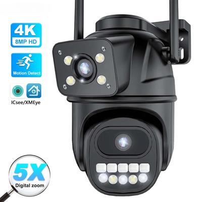 8MP 4K WIFI Dual Lens 5X Zoom PTZ IP Camera Outdoor Human Detection Security Protection CCTV Surveillance Cameras iCSee