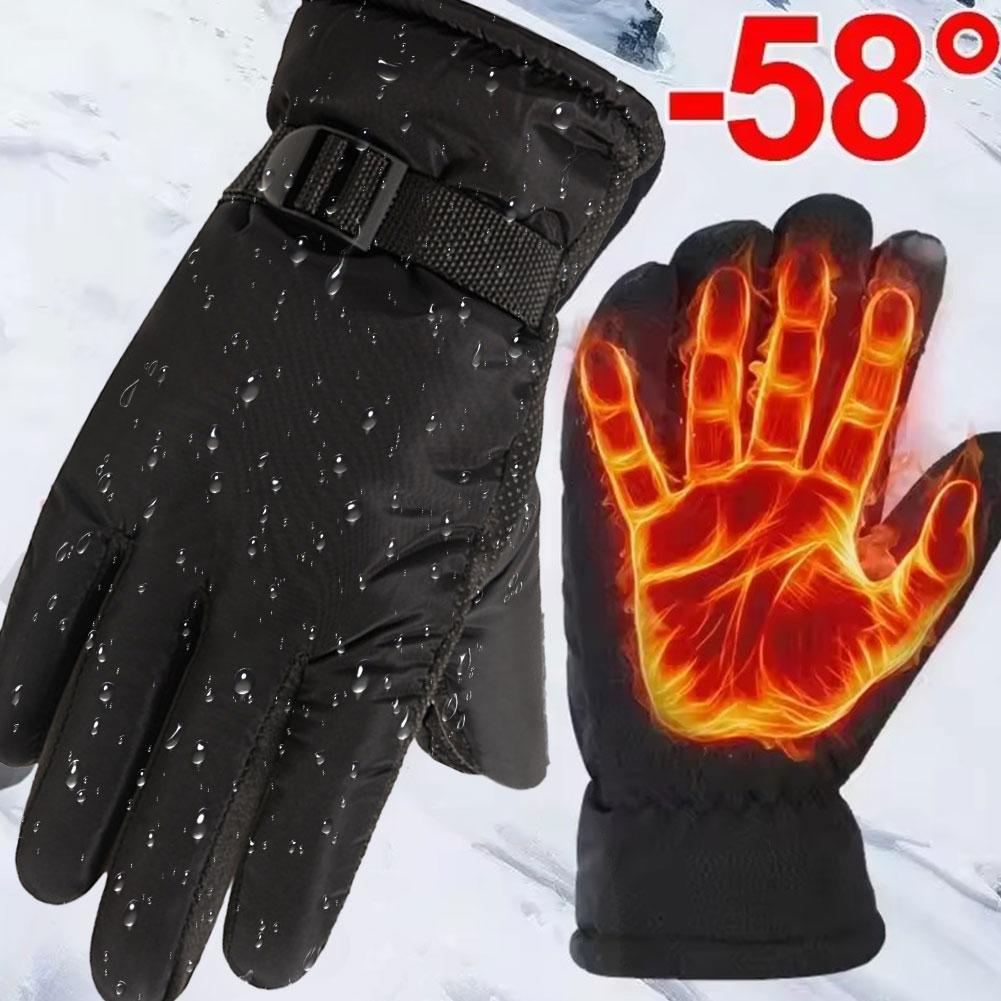 Touchscreen Winter Skiing Gloves For Women Anti Loss Buckle Outdoor Anti Cold Thick And Plush Warm Riding Gloves