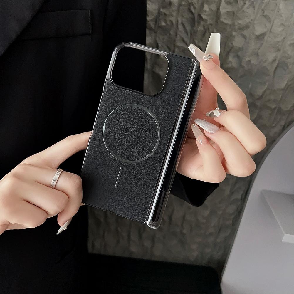 Pebbled Leather Self-rebound Hinge with Thin Magnetic Ring Phone Case For Google Pixel 10 Pro Fold Camera protect Cover