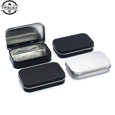 1 Stuks Metalen Rechthoekige Lege Mini Blikken Doos Blikplaat Druk Snoep Pillendoosjes Bakjes Pot Scharnierende Containers Kleine Organizer Opbergdoos