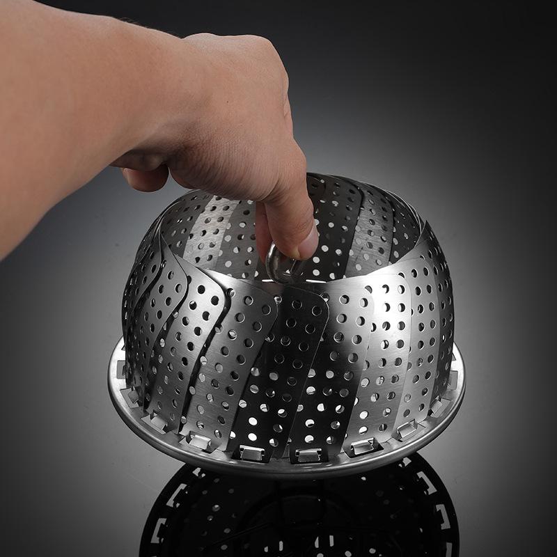 HANYANG 304 Stainless Steel Folding Steamer Tray Steam Rack Steam Drawer Telescopic Lotus Fruit and Vegetable Tray Draining Tray