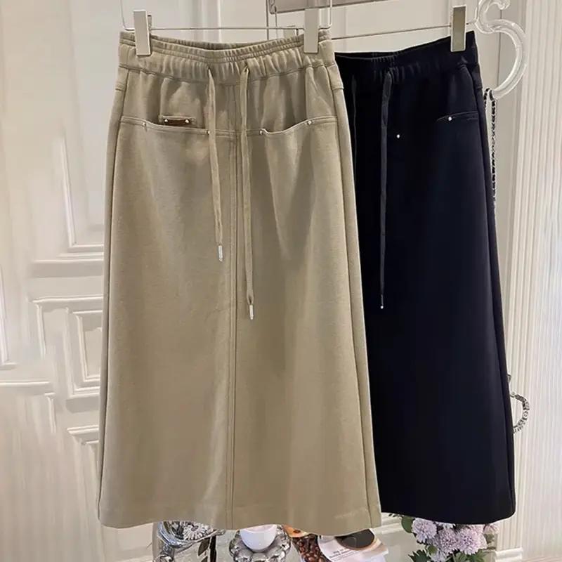 

Спідниця для жінок Повсякденна Універсальна Еластична з Високою Талією Довгі Вільні Штани Еластична Приталена Спідниця XXXXL зелений