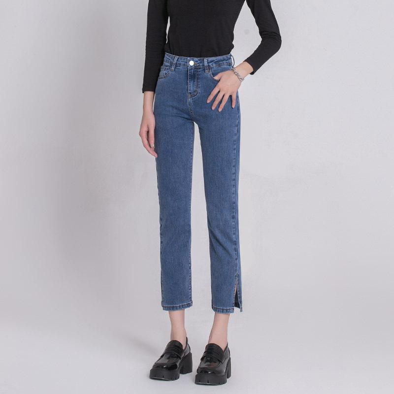 Slit Straight Jeans for Women with Autumn High Waist Straight Trousers for Slimming Nine-point Pants Smoke Trousers for Women with Autumn and Winter
