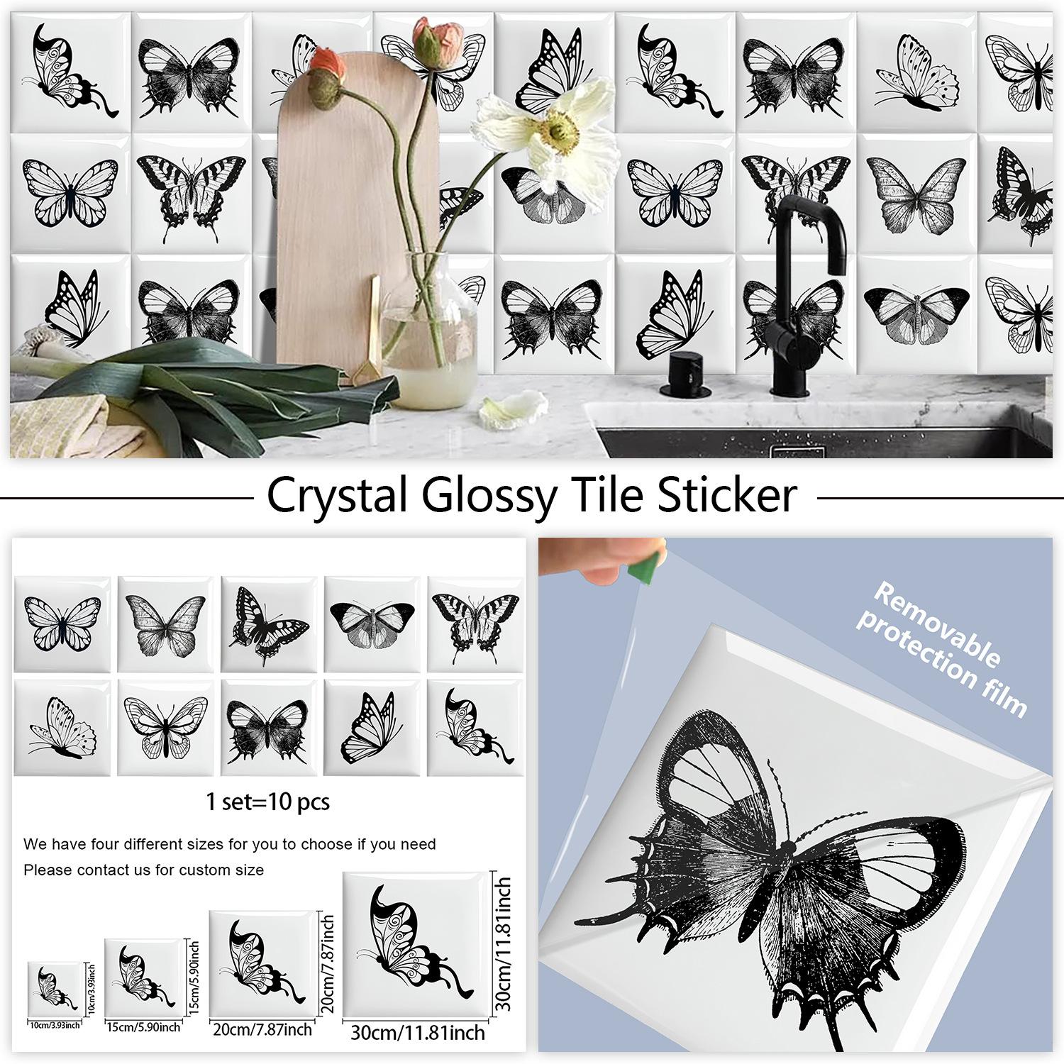 

10Pcs Watercolor Butterfly Wall Stickers Imitation Brick Bedroom Decoration Waterproof Self Adhesive Tile Wallpaper Kitchen Cupboard Decor 10cm×10cm×10pcs
