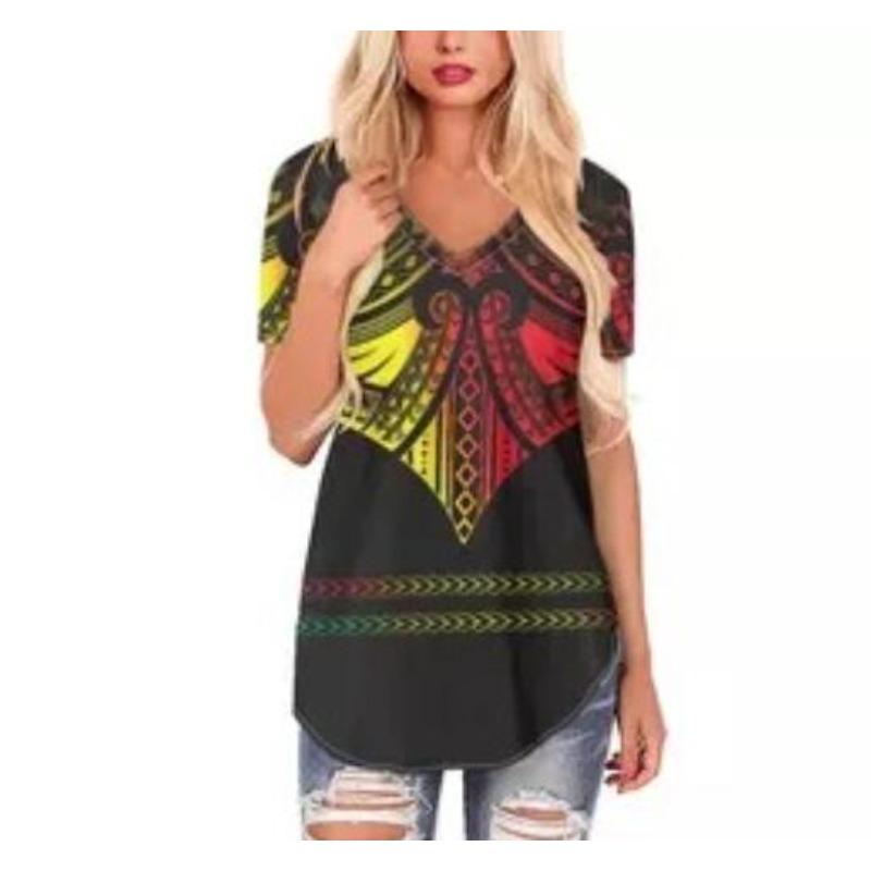 

Летние женские футболки с 3d цветовым градиентом и графическим принтом Fsahion, повседневные топы с короткими рукавами и v-образным вырезом, футболка большого размера, женская одежда 6XL