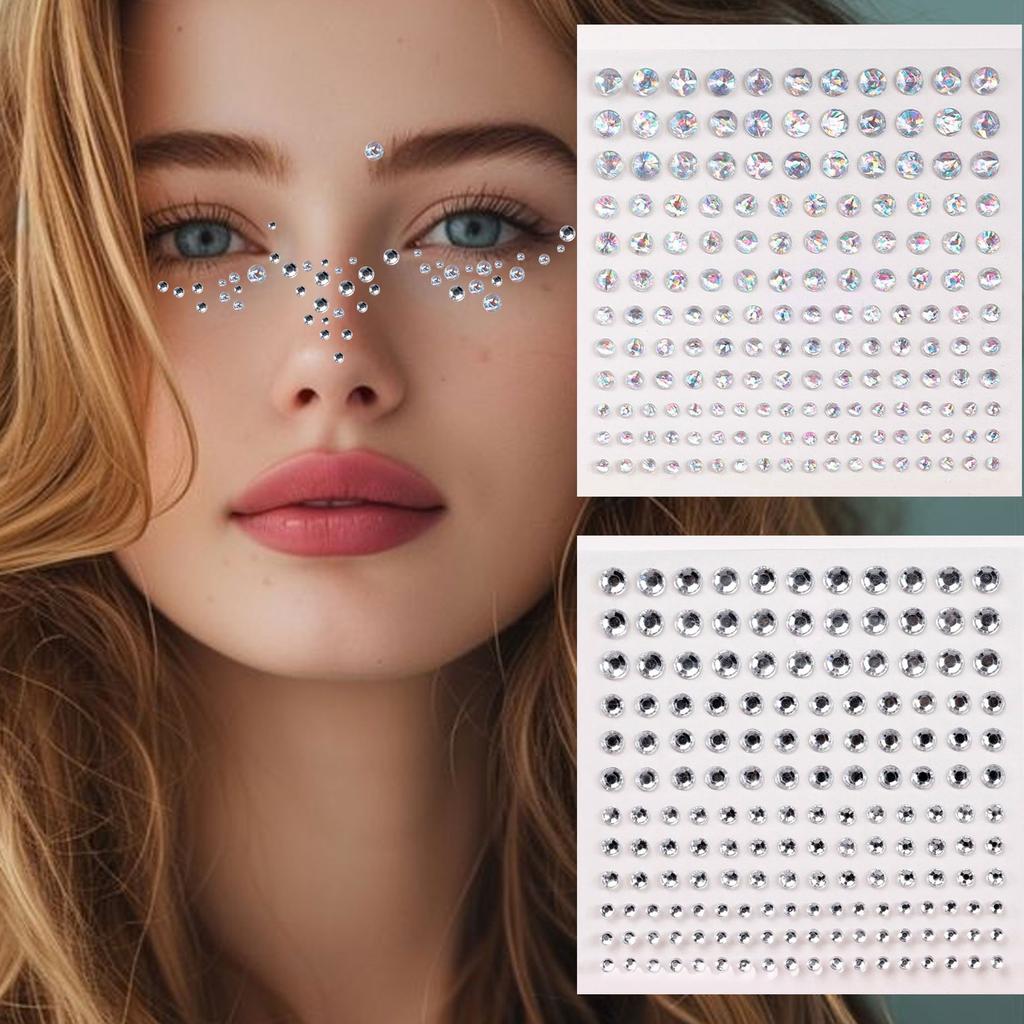 Facial Makeup Sticker 2 Sheet sticker lady Face Sticker 165Pcs/Sheet Rhinestone diamond sticker  Accessories