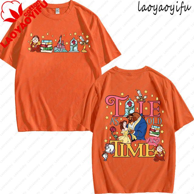 Tshirt Beauty and the Beast Vintage Aesthetic Styles High Quality Cotton Women Fashion Loose Short Sleeve Oneck Tee
