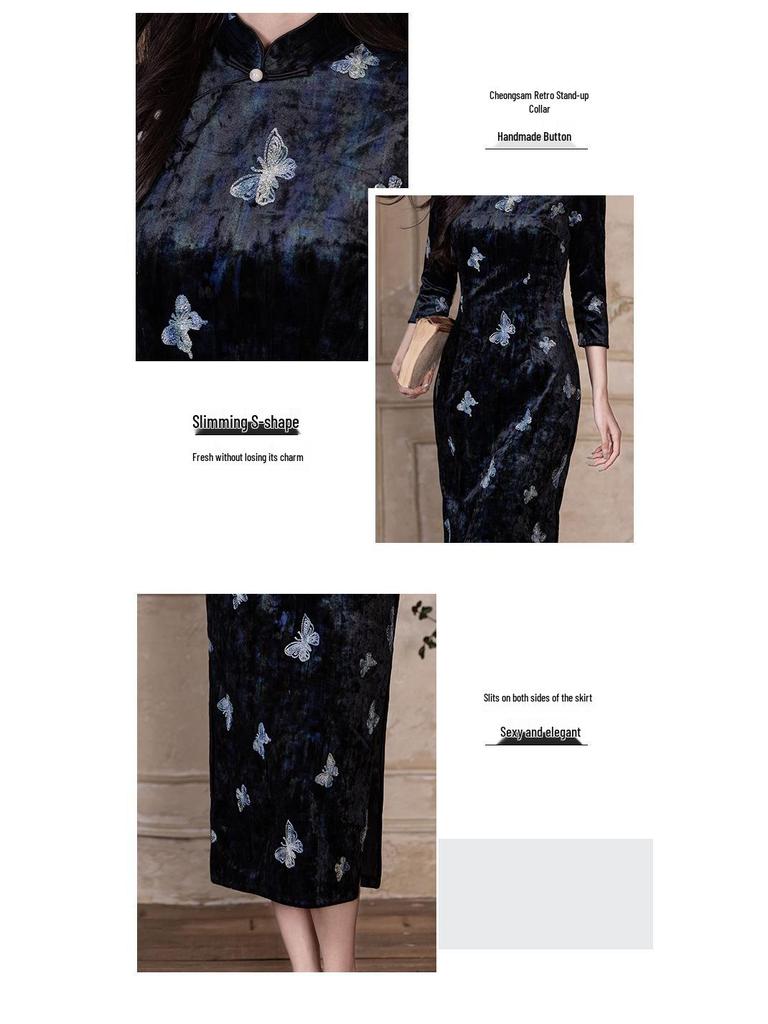 Modern Black Cheongsam 2025: Young Retro Chinese Republic Style for Daily Wear