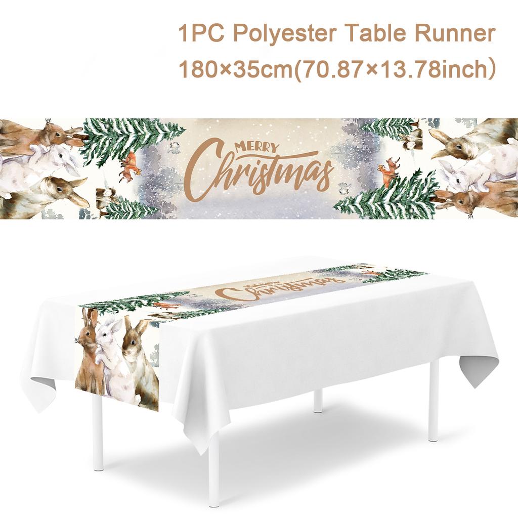 Christmas Table Runner Cloth Merry Christmas Decoration for Home 2024 Tablecloth Xmas Ornament Navidad Natal New Year Gift 2024