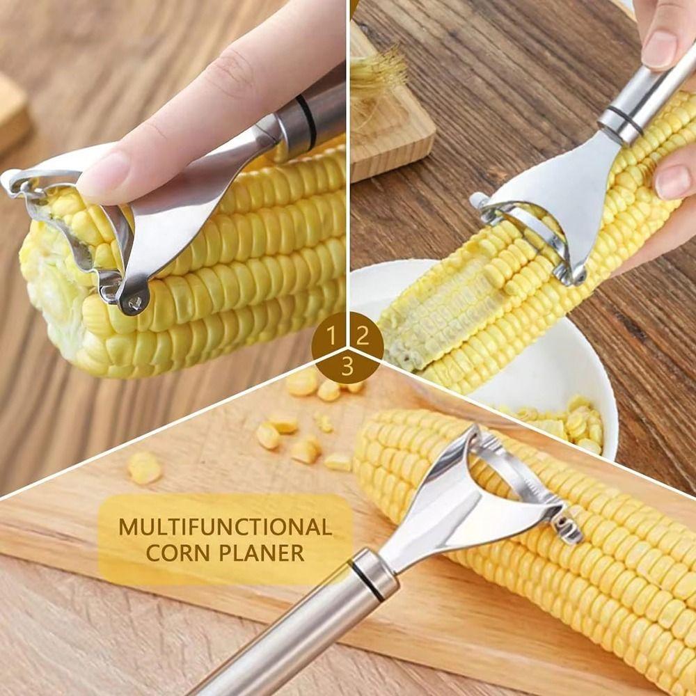 Stainless Steel Corn Peeler Serrated Edge Corn Thresher Manual Corn Planer Kitchen Utensil