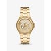 Lennox Pavé Logo Gold-Tone Logo Watch MK7229