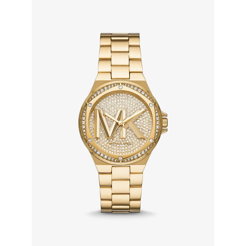

Часы Michael Kors Lennox с паве и логотипом, золотистый тон, логотип, MK7229 золотой