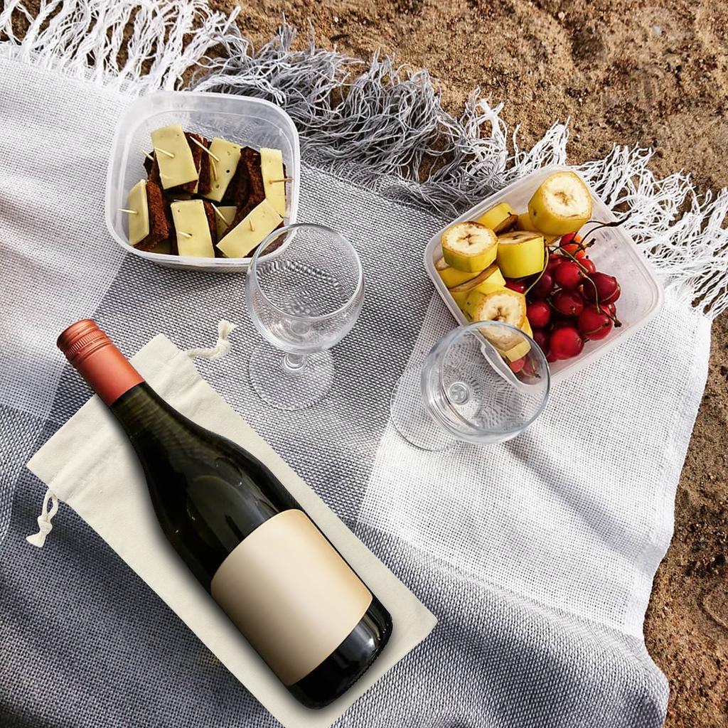 10Pcs Sublimation Wine Bottle Bags Reusable Wine Bottle Gift Bags Drawstring Bulk Blank Canvas Wine Bags For DIY Heat Transfer