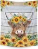 Sunflower Highland Cow Blanket Soft Nature & Animal Flannel Throw Blanket for Sofa Bed Perfect Gift & Cozy Home Decor Blanket