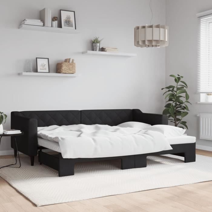 VidaXL Daybed with Trundle Bed Black 80x200 Cm Fabric 3197423
