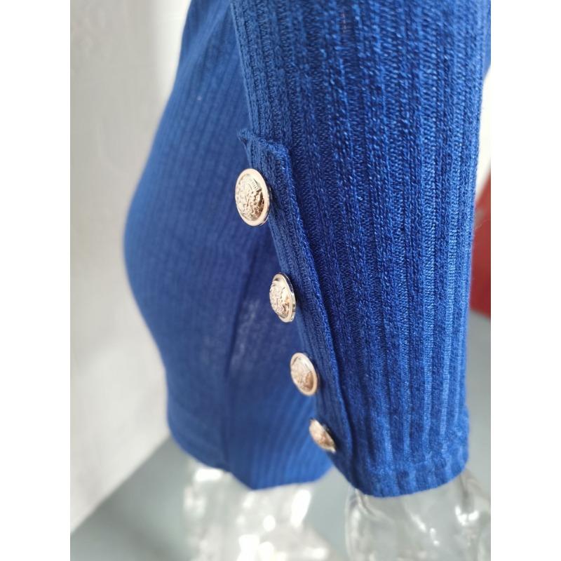 Spring and Autumn Women's Dress Button Sexy Package Hip Dress Long Sleeve Dress