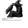 3D Printed Witch Ornament, with Stable Base Matte Black Figurine, Gothic Style Resin Sculpture for Halloween Party Home Decorations