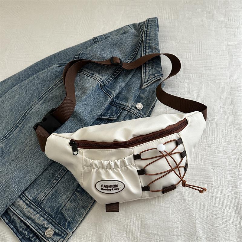 

2025 новая нагрудная сумка женская модная повседневная контрастных цветов летняя сумка-мессенджер маленькая универсальная велосипедная спортивная поясная сумка белый