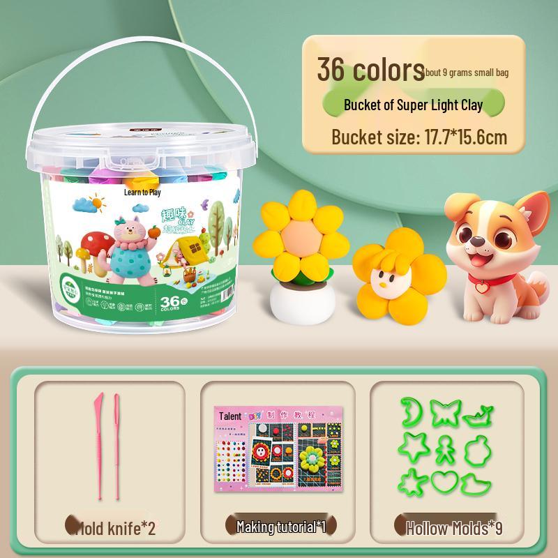 24-Color Light Clay DIY Set: Includes Tools, Molds, and Materials for Kids.