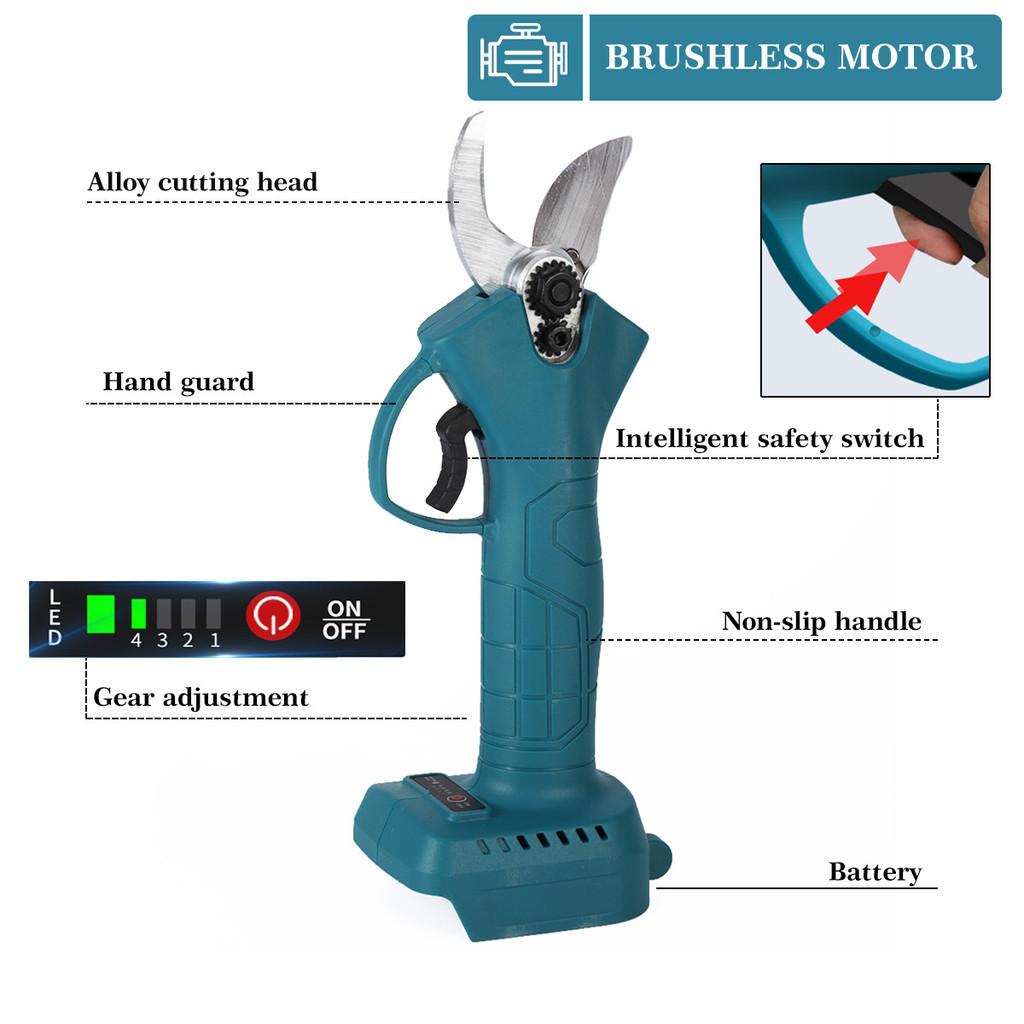 2.3M Extension Pole Brushless Cordless Electric Scissor Portable Pruning Shears Efficient Fruit Tree Bonsai Pruning Branche Cutter Blue