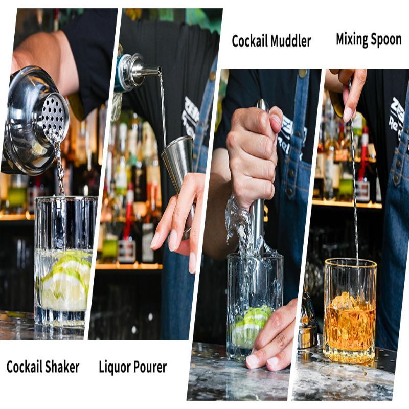 3/8 Pezzi Shaker Professionale Acciaio Inossidabile Bartender Bicchiere da Vino Miscelatore per Cocktail Shaker per Cocktail Set da Bar