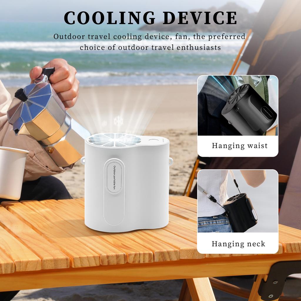 USB Outdoor Waist Fan 2000/4000mAh Type-C Charging Portable Neck Fan for Sports