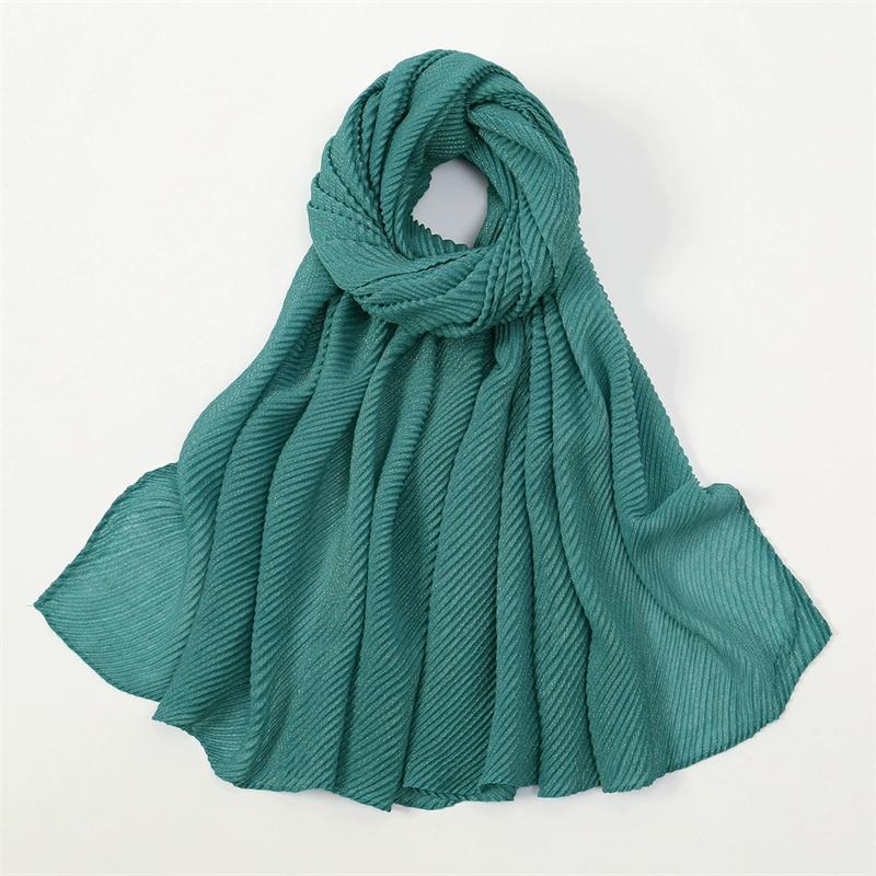 

Plain Wrinkle Lurex Glitter Shimmer Viscose Hijab Shawls Scarf Solid Wrap Headband Pashmina Stole Turban Muslim Sjaal 180*85Cm