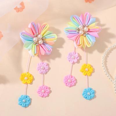 2 pezzi/set Fermagli per Capelli con Nappa Fiore Arcobaleno con Perle Finte per Bambine Fermagli Carini Fermagli Accessori per Capelli s