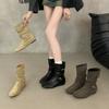Inner Heightening Retro Belt Buckle Short Boots Women's Autumn and Winter New Thin Boots Temperament Fashion Boots
