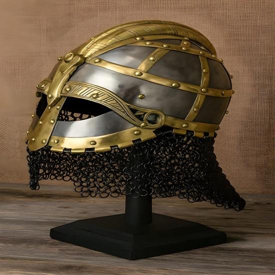 Mittelalterlicher Wikingerhelm mit Kettenhemd, LARP-Rüstung, Dekorationsartikel, Geschenk für Väter und Brüder