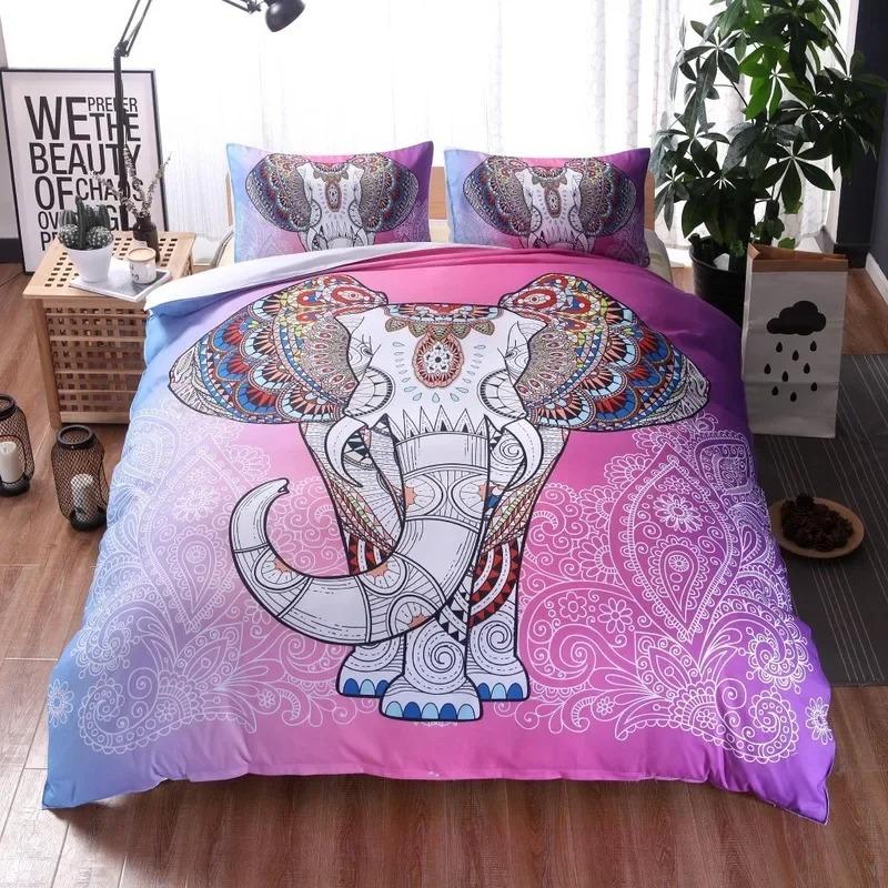 Animal Elephant 3D Printingbedding Set Microfiber Home Textiles Twin Queen King Size Duvet Cover Sets Ethnic Style