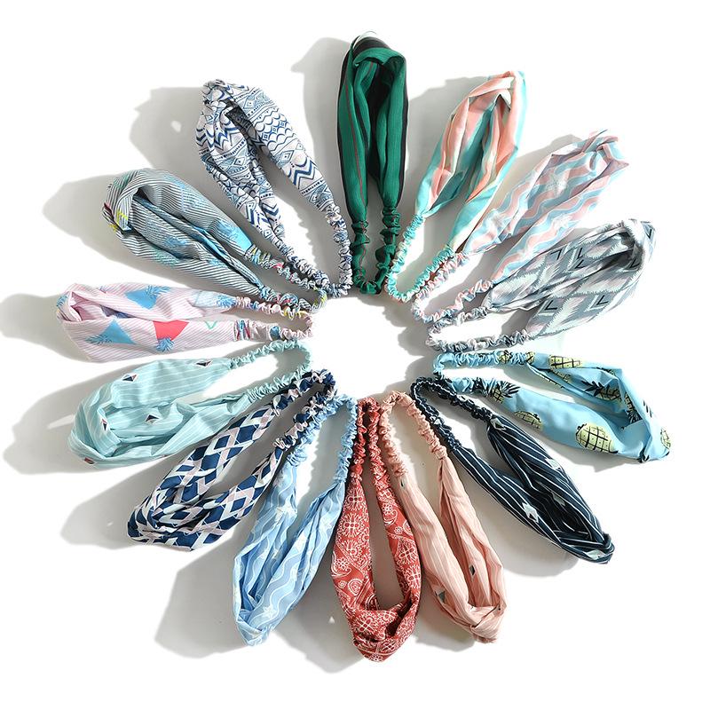 Chic Wind Small Fresh Elastic Cross Headband Women'S Head Flower Hair Accessories Headgear Headband Headband