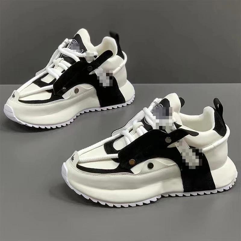 Fashion Chunky Sneaker Men Designer Soft Sole Running Shoes Fashion Casual Microfiber Leather Breathable Height Increased Platform Shoes
